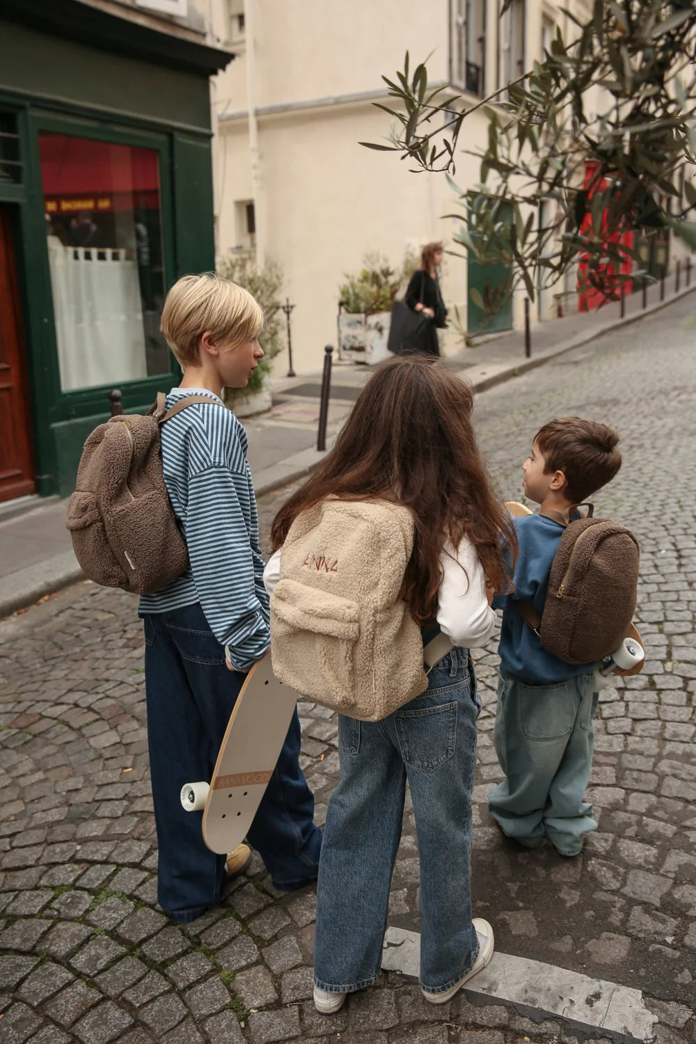 BAKPOKI STÓR - BEIGE MEÐ VASA