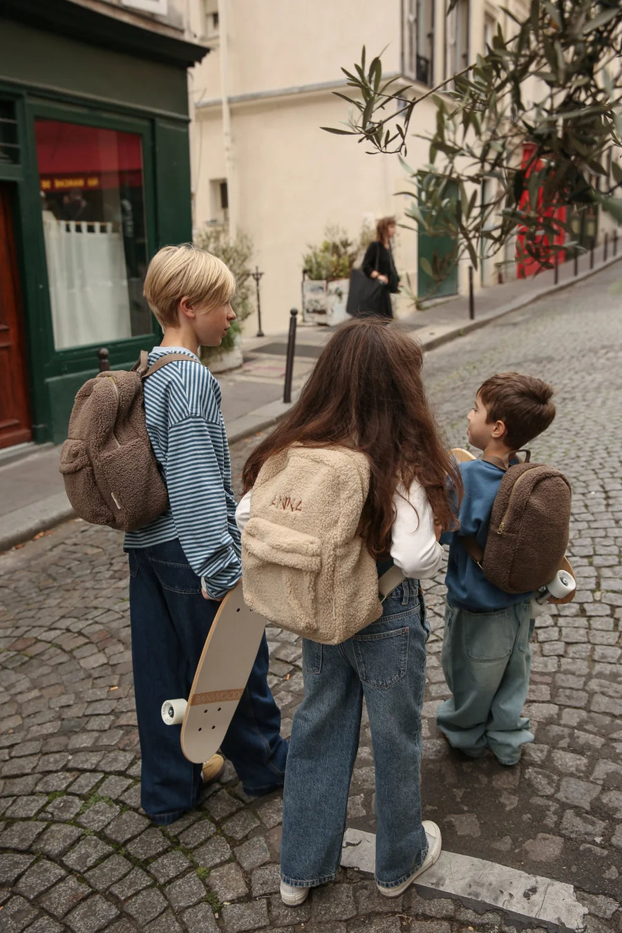 BAKPOKI STÓR - BEIGE MEÐ VASA