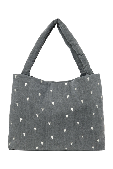 MÖMMUTASKA MEÐ HJÖRTUM - GREY DENIM